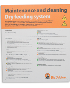 Wartungstafel GB: Trockenfütterung